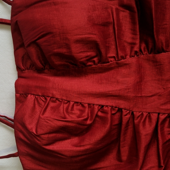 NWT Calvin Klein red strappy mini dress with ruching women's US 4 - Picture 2 of 12